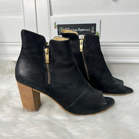 Paul Green Bellini Black Suede Open Toe Heel Booties Size 9.5 - Picture 3 of 10